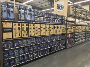 Employees at Moscow and Pullman Building Supply have many fixture options to show with display boards.
